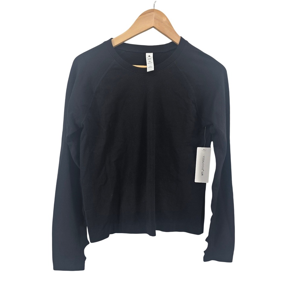 Yogalicious Lux Long Sleeve Women XL Black Zaia Seamless Thumbhole Athletic Top